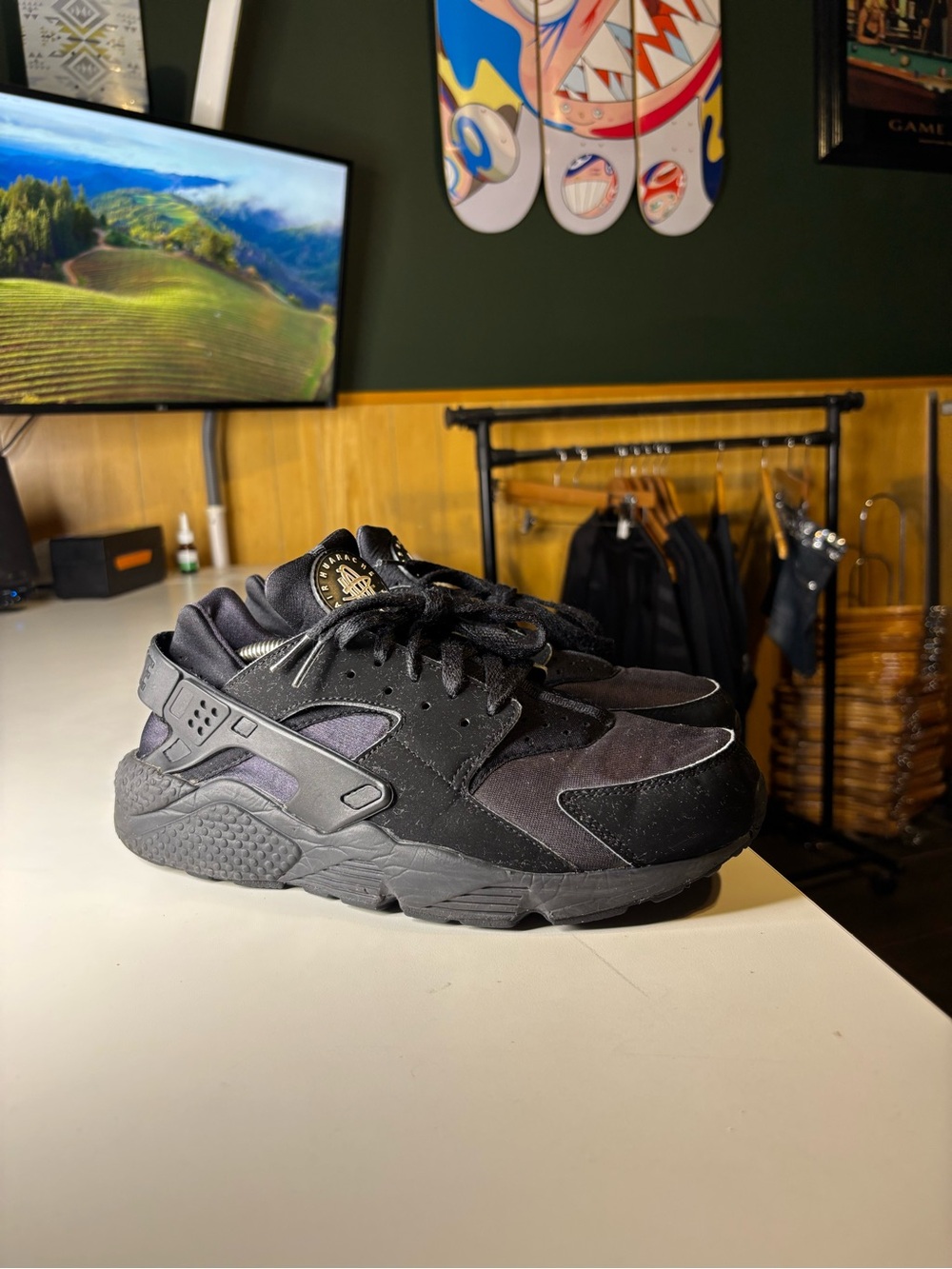 Nike Mens Air Huarache 318429-003 Black Running Sneakers Shoes Size 10.5